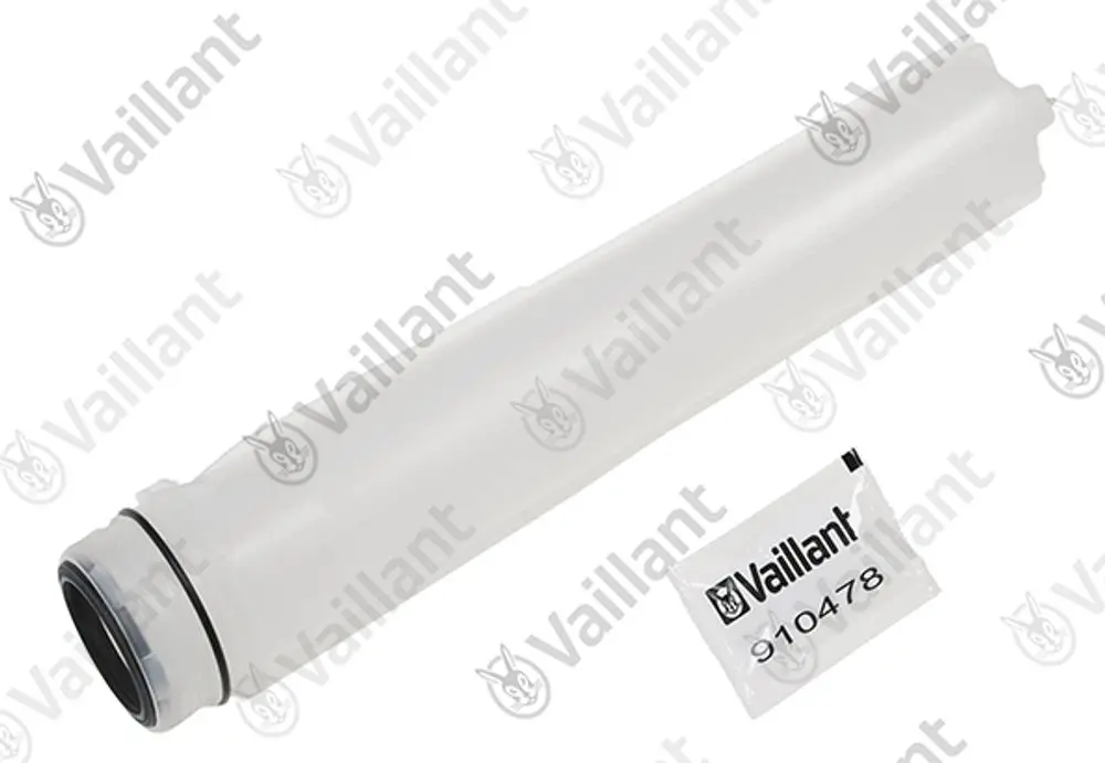Vaillant Kappe in länglicher Form mit schwarzem O-Ring an einem Ende, daneben ein kleines Paket mit der Produktnummer.